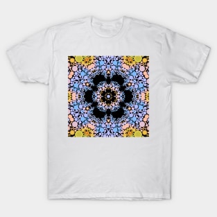 Dot Mandala Flower Blue and Yellow T-Shirt